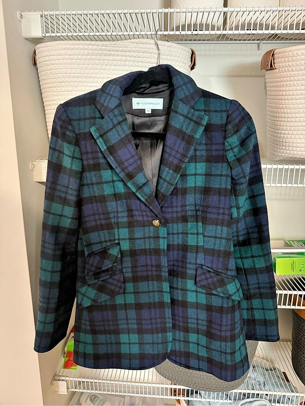 Tuckernuck Isle of Skye Plaid Diana Blazer Blue & Green XS